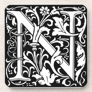 Dessous-de-verre LETTRE MONOGRAPHIQUE EN Alphabet Floral N Carreau 