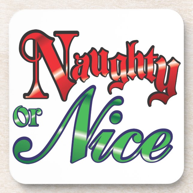 Dessous-de-verre Lettres rouges rétro Noël, Naughty ou Nice (Devant)