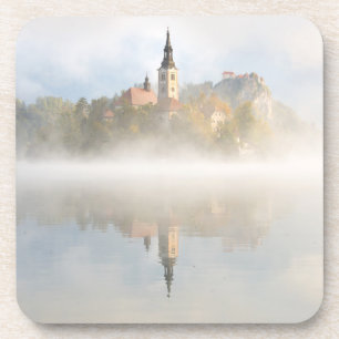 Dessous-de-verre Lever de soleil de Foggy au lac Bled