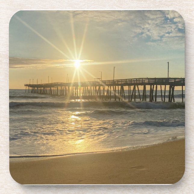 Dessous-de-verre Lever de soleil stupéfiant à Virginia Beach Pier - (Devant)
