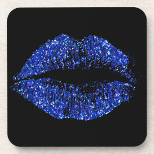 Dessous-de-verre Lèvres Parties scintillant bleues #2