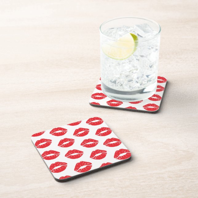 Dessous-de-verre Lèvres Rouges, Rouge À Lèvres, Baiser, Motif Des L (Côté Droit)