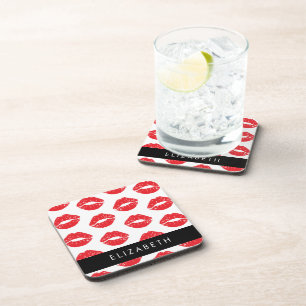 Dessous-de-verre Lèvres Rouges, Rouge, Motif Des Lèvres, Votre Nom