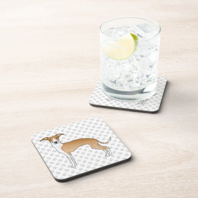 Dessous-de-verre Lévrier Italien Fauve Et Blanc Avec Des Pattes (Côté Droit)