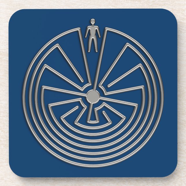 Dessous-de-verre L'homme dans le Maze - argent / bleu foncé (Devant)