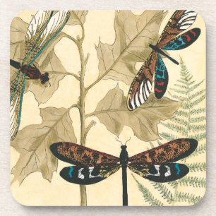 Dessous-de-verre Libellules colorées flottant au-dessus du feuille