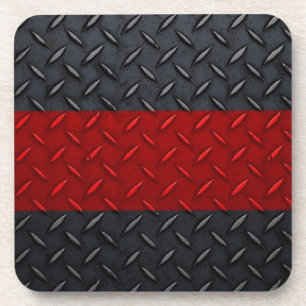 Dessous-de-verre Ligne rouge mince plat de sapeur-pompier de