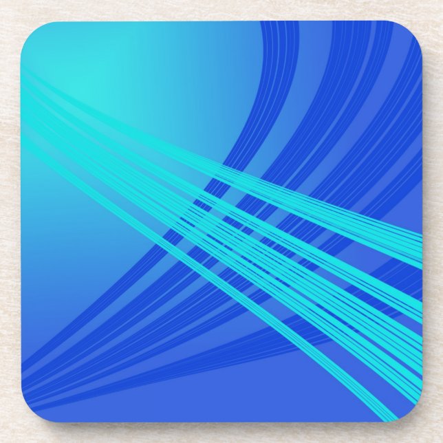 Dessous-de-verre Lignes Abstraites bleues et Turquoises (Devant)