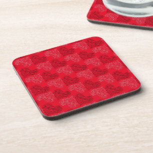 Dessous-de-verre Lignes cardiaques alternatives en rouge noir et bl