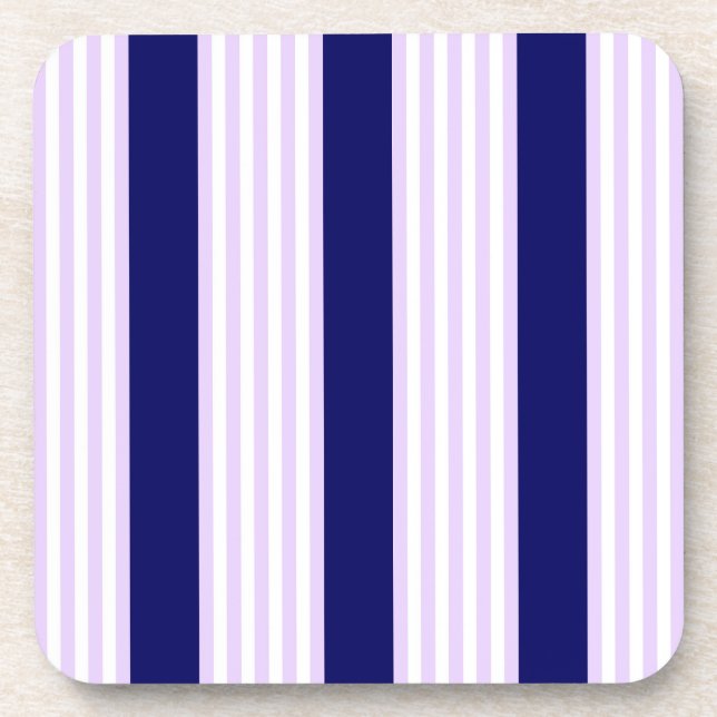 Dessous-de-verre Lilac et rayures blanches motif avec bleu marine (Devant)