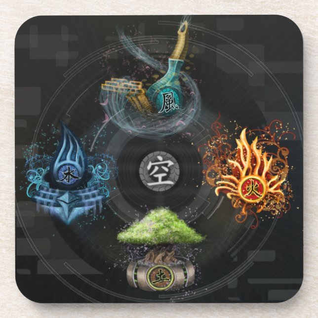 Dessous-de-verre L'illustration d'art de kanji d'éléments de Godai (Devant)