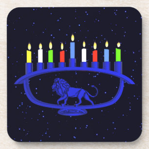 Dessous-de-verre Lion bleu Menorah