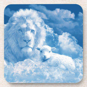 Dessous-de-verre Lion et agneau dans les nuages