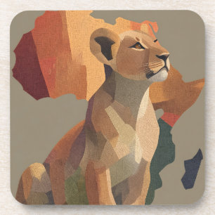 Dessous-de-verre Lionesse géométrique en mosaïque avec carte de l'A
