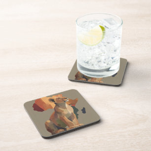 Dessous-de-verre Lionesse géométrique en mosaïque avec carte de l'A