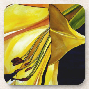 Dessous-de-verre lis original Yellow Golden Splendor de l'art origi