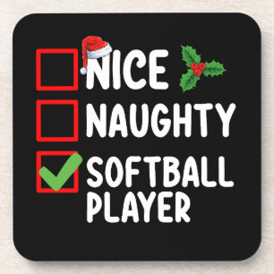 Dessous-de-verre Liste de Noël de joueur de softball gentil vilain