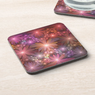 Dessous-de-verre Lit De Fleurs Coloré Brillant Art Fractal Abstrait