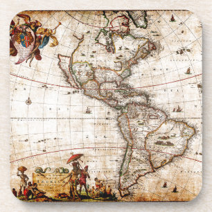 Dessous-de-verre Lithographie de la vieille carte du continent amér
