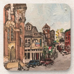 Dessous-de-verre Little Italy, Cleveland Ohio Peinture sur un Desso