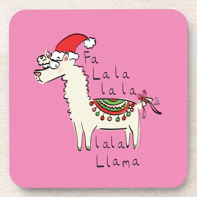 Dessous-de-verre Llama Cute Drôle Noël Vacances (Devant)