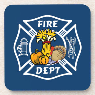 Dessous-de-verre Logo de thanksgiving de département du feu