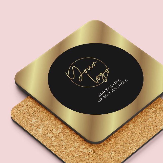 Dessous-de-verre Logo d'entreprise Black & Gold Cadeau d'entreprise (Black and gold logo branded drink coasters)