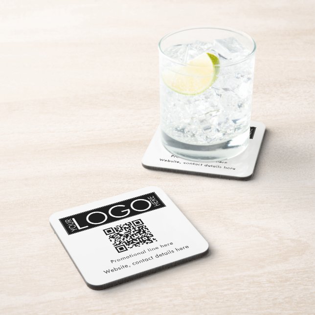 Dessous-de-verre Logo professionnel personnalisé Texte QR Code prom (Côté Droit)