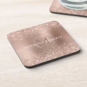 Dessous-de-verre Logo rose Gold Parties scintillant Monogram