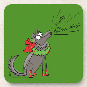Dessous-de-verre Loup Noël Funny Mignonnes Enfants