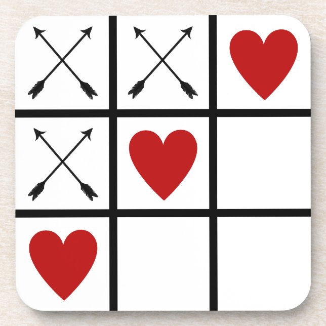 Dessous-de-verre LOVE COEURS 'n FLÈCHES Tic Tac Toe (Devant)