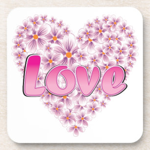 Dessous-de-verre Love Daisy Coeur rose