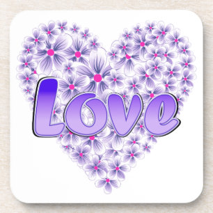 Dessous-de-verre Love Daisy Heart Purple
