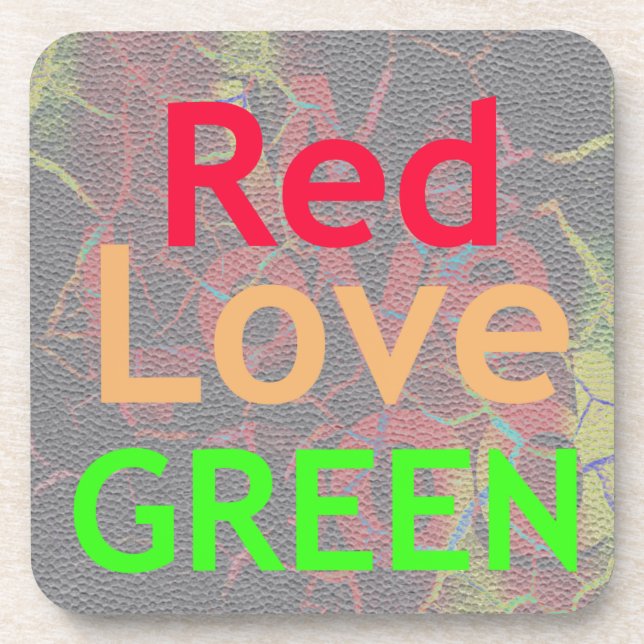 DESSOUS-DE-VERRE LOVE RED GOLDEN VERT (Devant)
