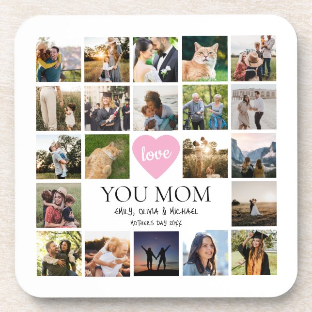 Dessous-de-verre Love You Mom Photo Collage Fête des mères (Devant)