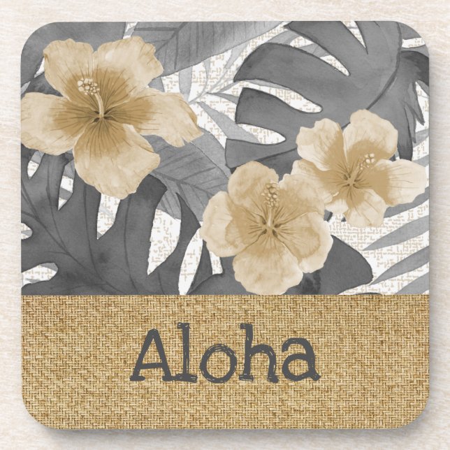 Dessous-de-verre Luana Aquarelle Tropical Floral Grey (Devant)