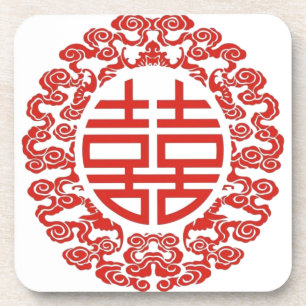 Dessous-de-verre Lucky rouge double bonheur mariage chinois