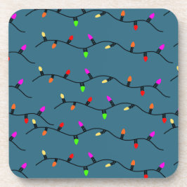 Dessous-de-verre Lumières De Noël Colorées Sur Bleu