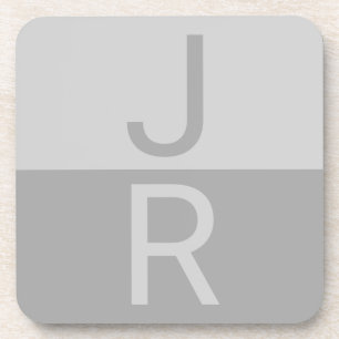 Dessous-de-verre Lumineuses Gris & Gris Initiales Modernes Monogram
