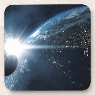 Dessous-de-verre lune de terre et soleil