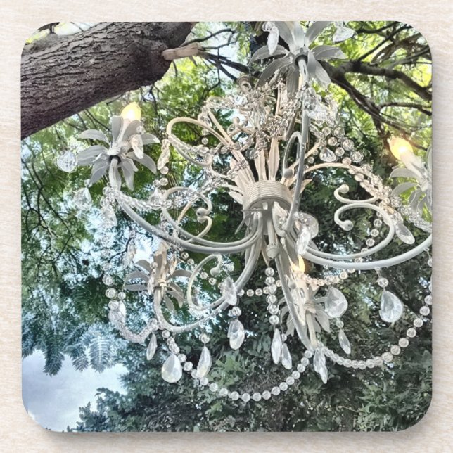 Dessous-de-verre Lustre en cristal blanc chic minable (Devant)