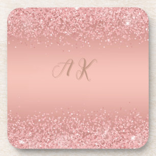 Dessous de verre Luxe Monogramme Pailleté Or Rose 