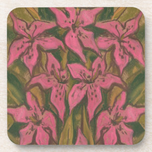 Dessous-de-verre Lys roses, peinture pastel, fleurs, art floral
