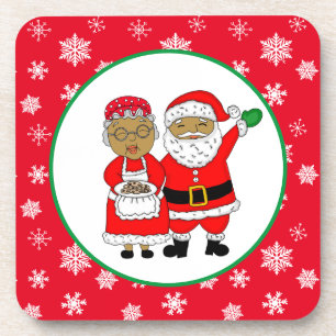 Dessous-de-verre M. et Mme Claus, Noël afro-américain à Père Noël
