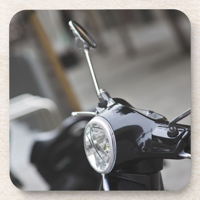 Dessous-de-verre Madrid, scooter noir Vespa (Devant)