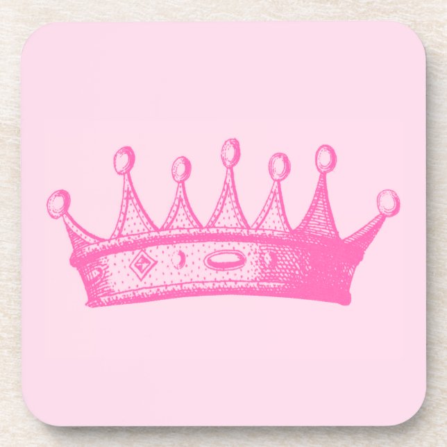 Dessous-de-verre Magenta Princess Crown sur Arrière - plan rose (Devant)