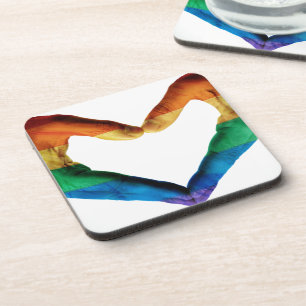 Dessous-de-verre Mains peintes comme coeur d'arc-en-ciel