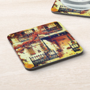 Dessous-de-verre Maison magique d'automne Beverage Coaster
