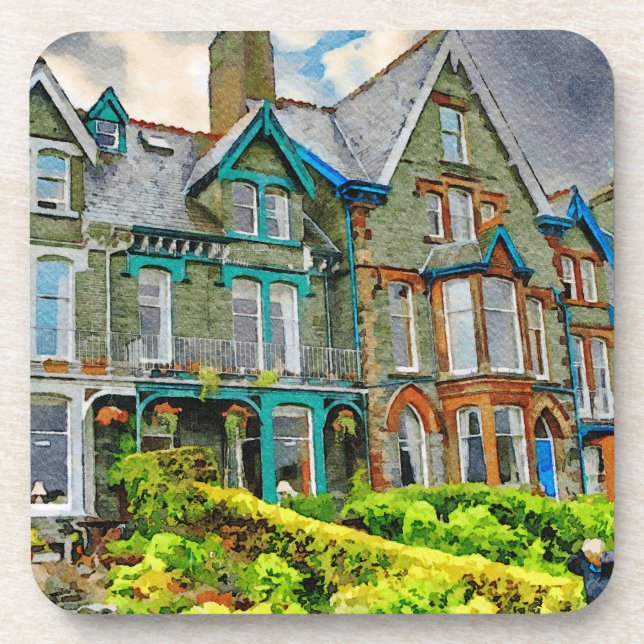 Dessous-de-verre Maison victorienne à Keswick peinte en aquarelle (Devant)
