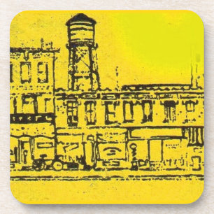 Dessous-de-verre Maisons et maisons de Yellowville et château d'eau